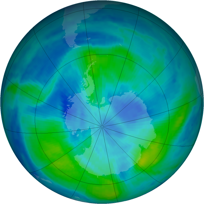 Antarctic ozone map for 11 March 1997
